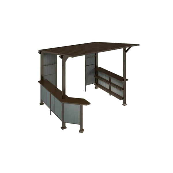 9X10FT Hardtop Grill Gazebo, Lean To Outdoor BBQ Gazebo with Storage Shelves and Expansion Platform