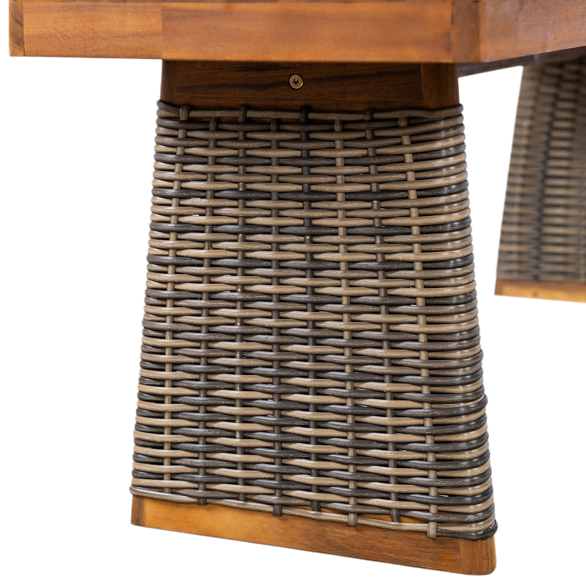 6-Piece Acacia Wood Dining Set with Cushions & Handwoven Rattan Legs