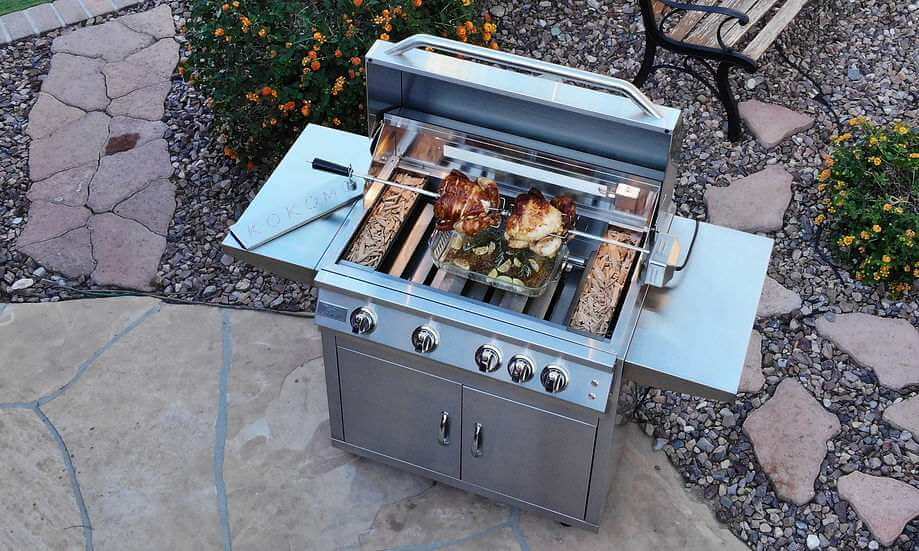 KOKOMO Professional 4 Burner 32 Inch Cart Model BBQ Grill With Lights & Locking Casters