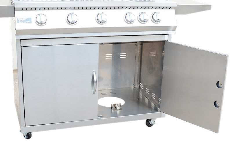 5 Burner 40" KOKOMO BBQ Grill with Cart & Locking Casters