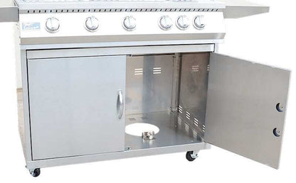 5 Burner 40" KOKOMO BBQ Grill with Cart & Locking Casters