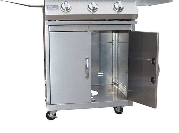 Kokomo 3 Burner 26 inch Cart Model BBQ Grill With Locking Casters