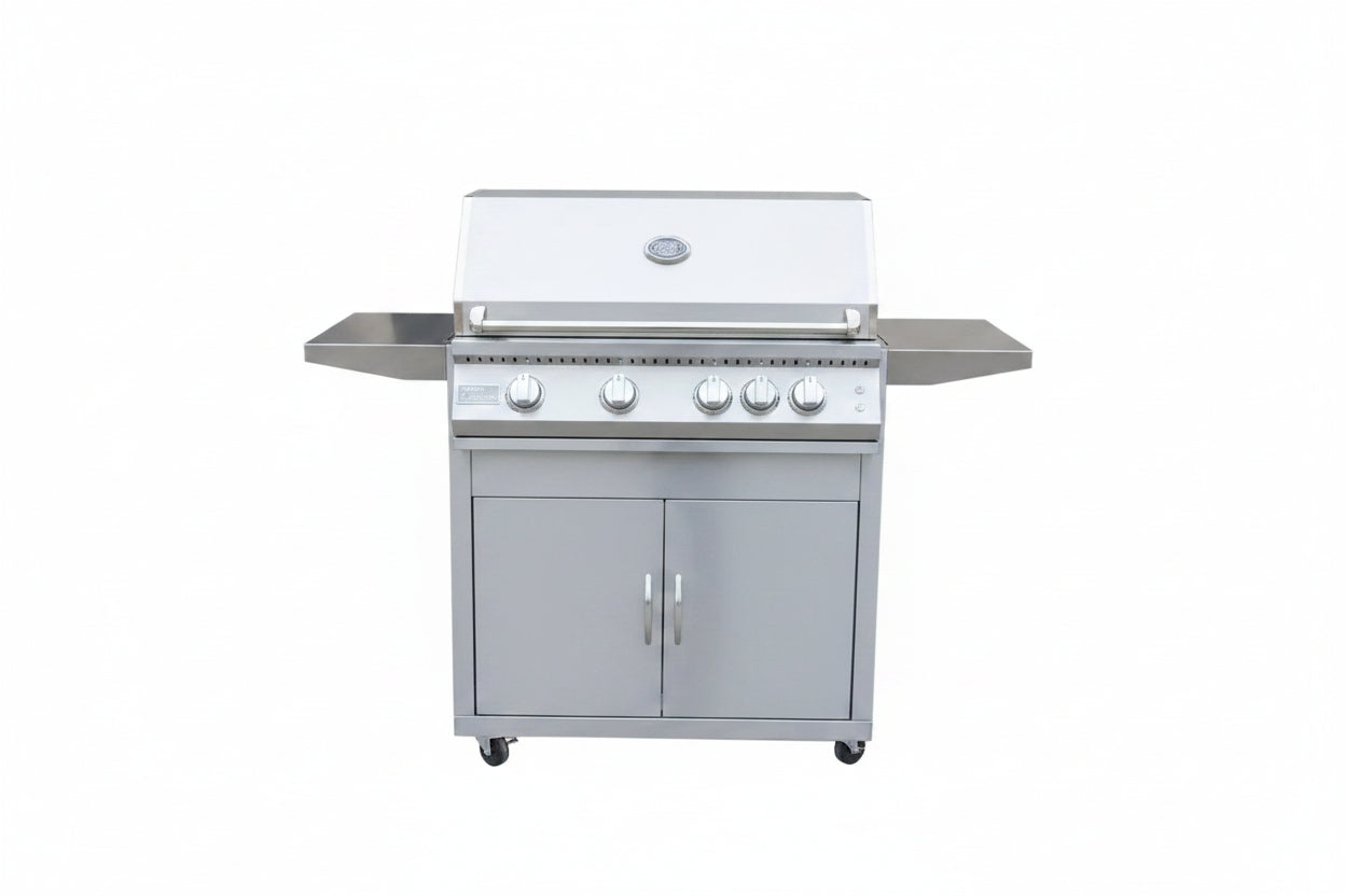 KOKOMO Professional 4 Burner 32 Inch Cart Model BBQ Grill With Lights & Locking Casters