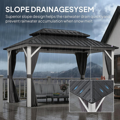 Hardtop Gazebo 8' X 12' Galvanized Steel Roof White Frame