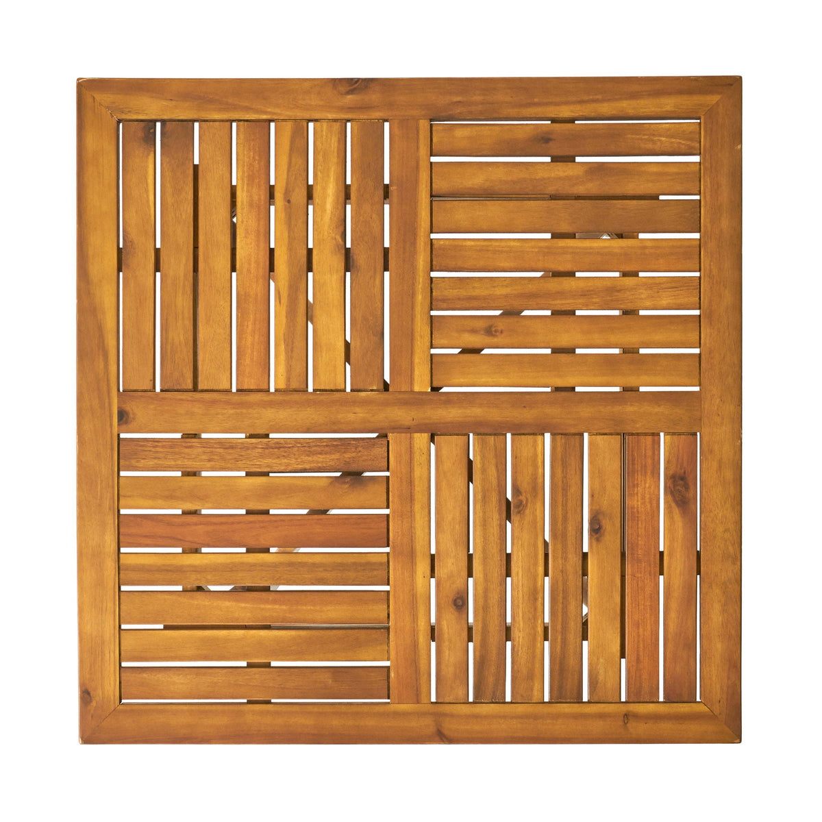 Hermosa 5‑Piece Outdoor Acacia Wood Dining Set with Water‑Resistant Beige Cushions — Teak Finish