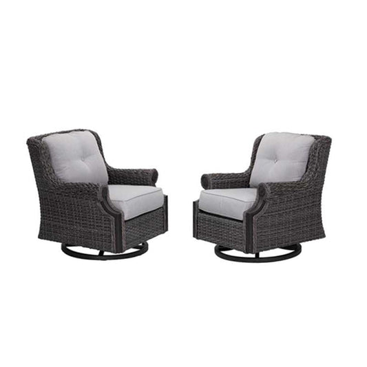 2 Lassen Wicker Swivel Rocking Chair
