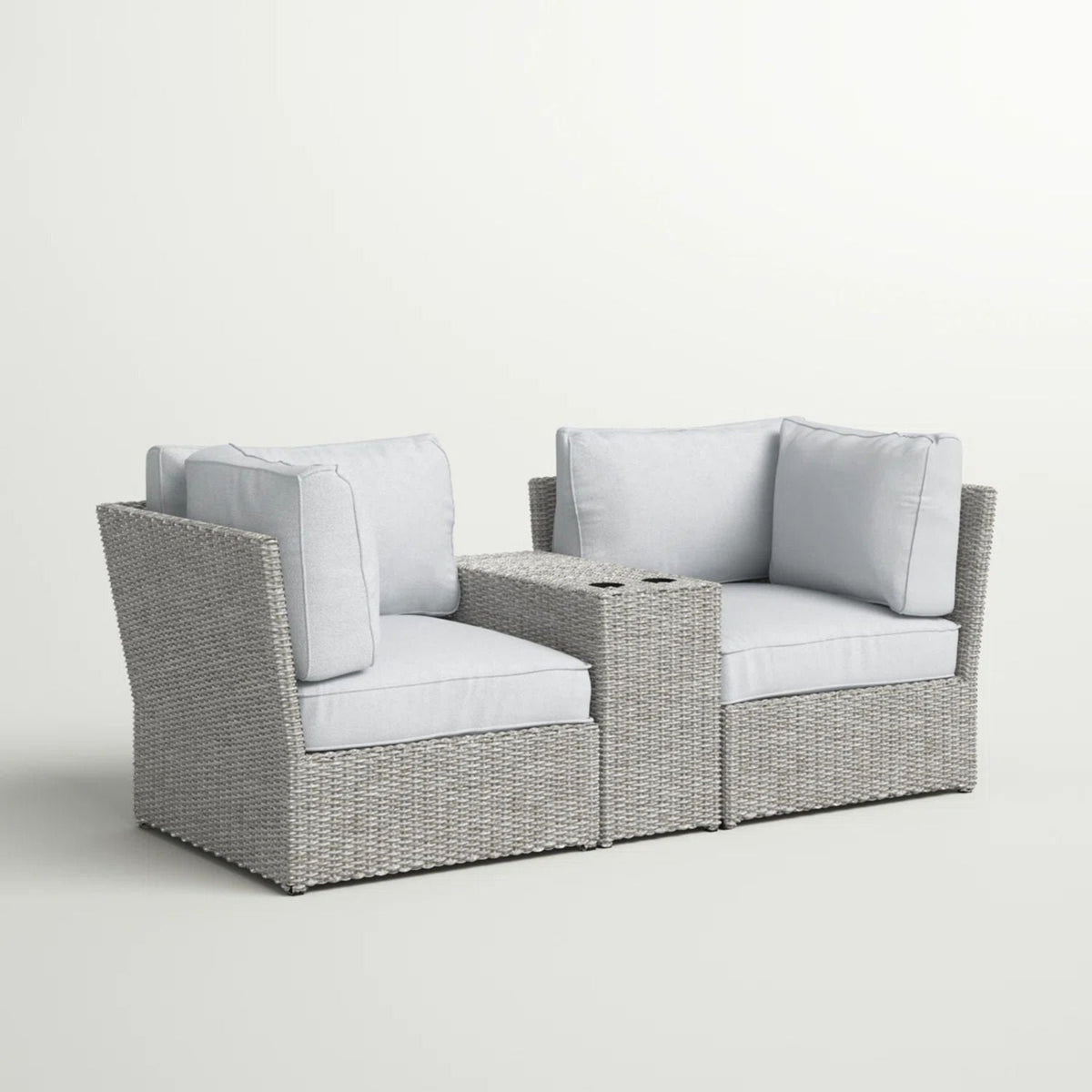 Patio Loveseat Group with Cushions – Weather‑Resistant HDPE Wicker & Rustproof Aluminum