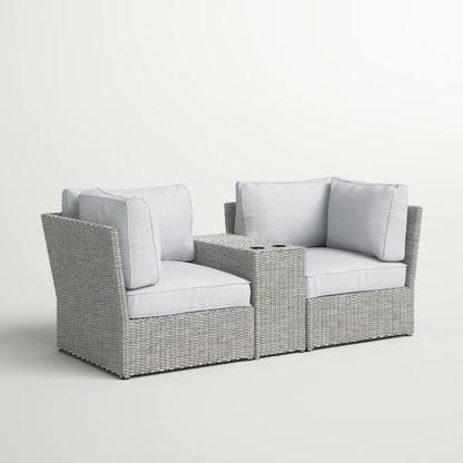 Patio Loveseat Group with Cushions – Weather‑Resistant HDPE Wicker & Rustproof Aluminum
