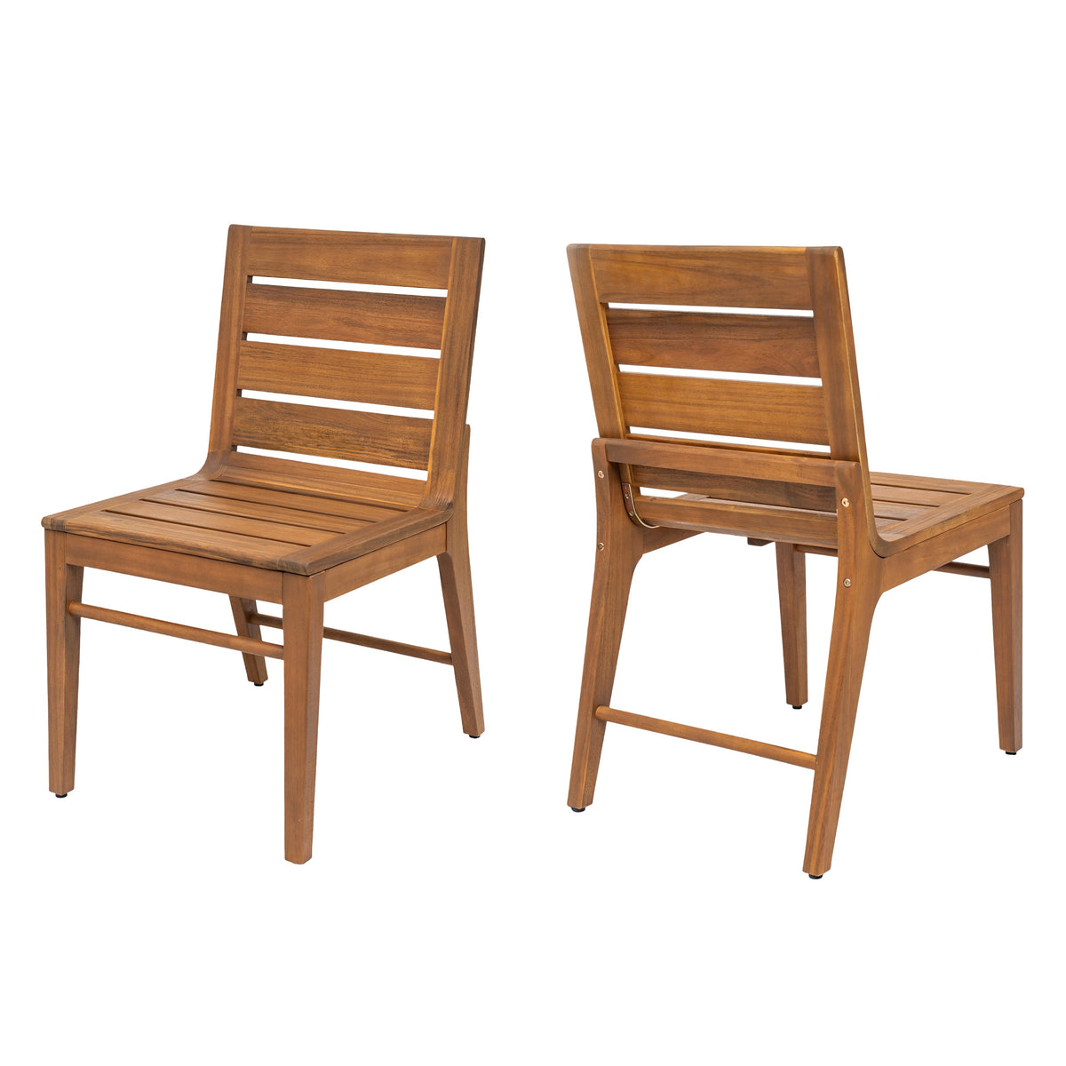 Outdoor Acacia Wood Dining Set with 71" Teak‑Finish Table & Slatted Back Chairs – 7‑Piece