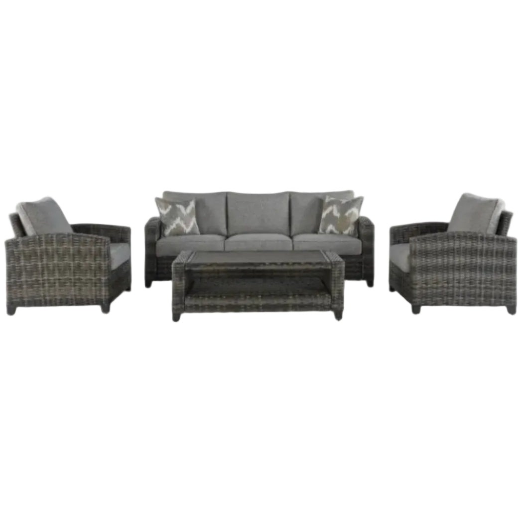 Oasis Court - Sofa, Chairs, Table Set (Set of 4) - Gray