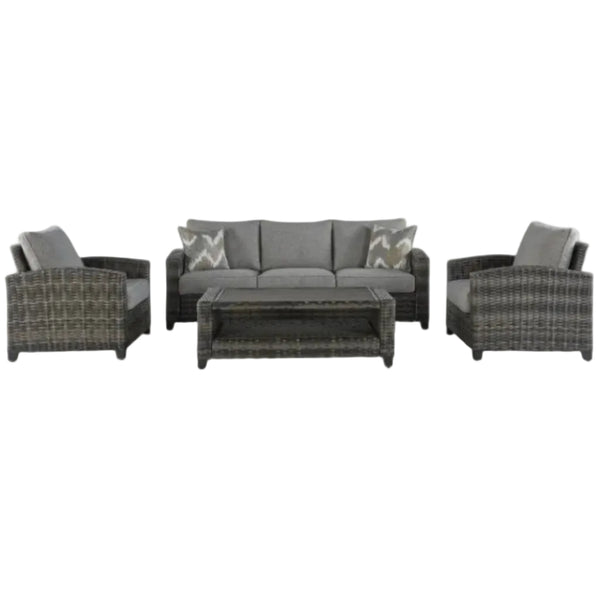 Oasis Court - Sofa, Chairs, Table Set (Set of 4) - Gray