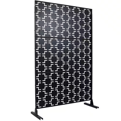 4 Ft. X 6.33 Ft. Black Outdoor and Indoor Freestanding Metal Privacy Screen Fence Panels for Lawn Garden (Not Composite)