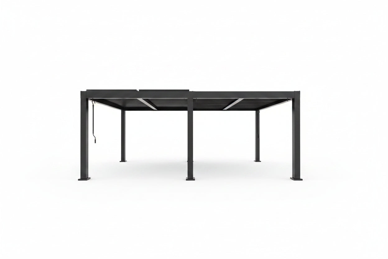 All-Aluminum Louvered Pergola 12 Ft X 20 Ft, Outdoor Pergola with Adjustable Louvered Roof, Reinforced Aluminum Frame, Integrated Drainage System, Hardtop Gazebo for Patio, Deck, Gray