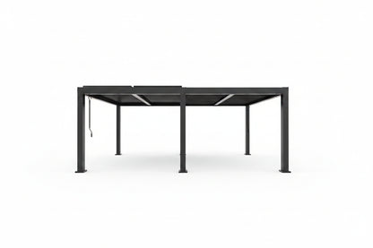 All-Aluminum Louvered Pergola 12 Ft X 20 Ft, Outdoor Pergola with Adjustable Louvered Roof, Reinforced Aluminum Frame, Integrated Drainage System, Hardtop Gazebo for Patio, Deck, Gray