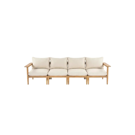 Outdoor Acacia Wood Sofa Set in Light Wood Finish — Terassi Collection, 4‑Piece