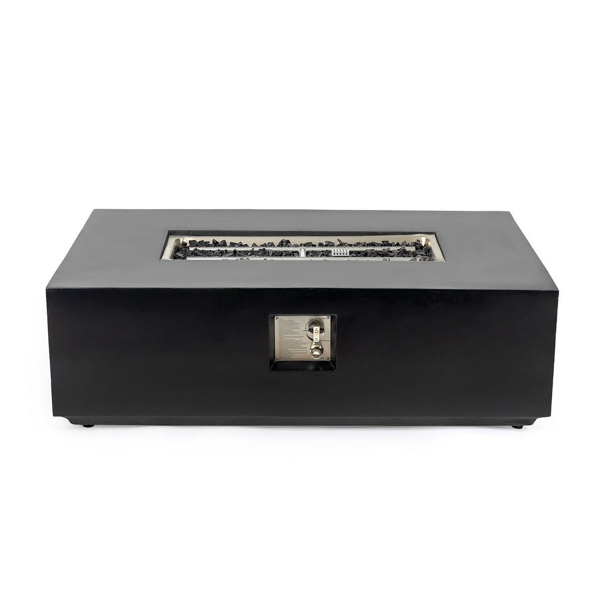 Volon 48" × 30" Rectangular Fiber‑Concrete Fire Pit Table – Charcoal Finish - 50,000 BTU – Charcoal Finish, 50,000 BTU