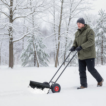Snow Shovel 36" with Wheels and Adjustable Angle-Black