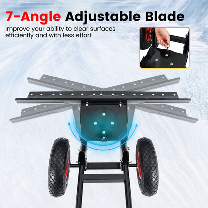 Snow Shovel 36" with Wheels and Adjustable Angle-Black