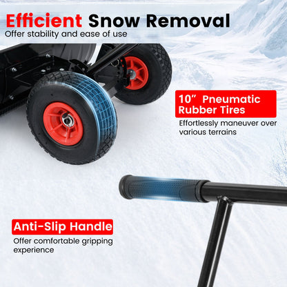Snow Shovel 36" with Wheels and Adjustable Angle-Black