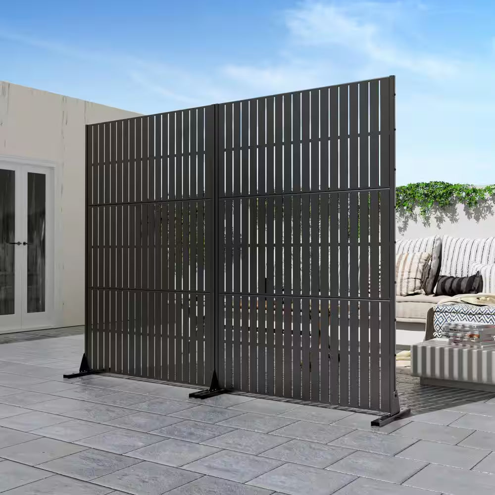 72 In. H X 47 In. W Wall Sculptures Outdoor Privacy Screens Garden Fence in Black