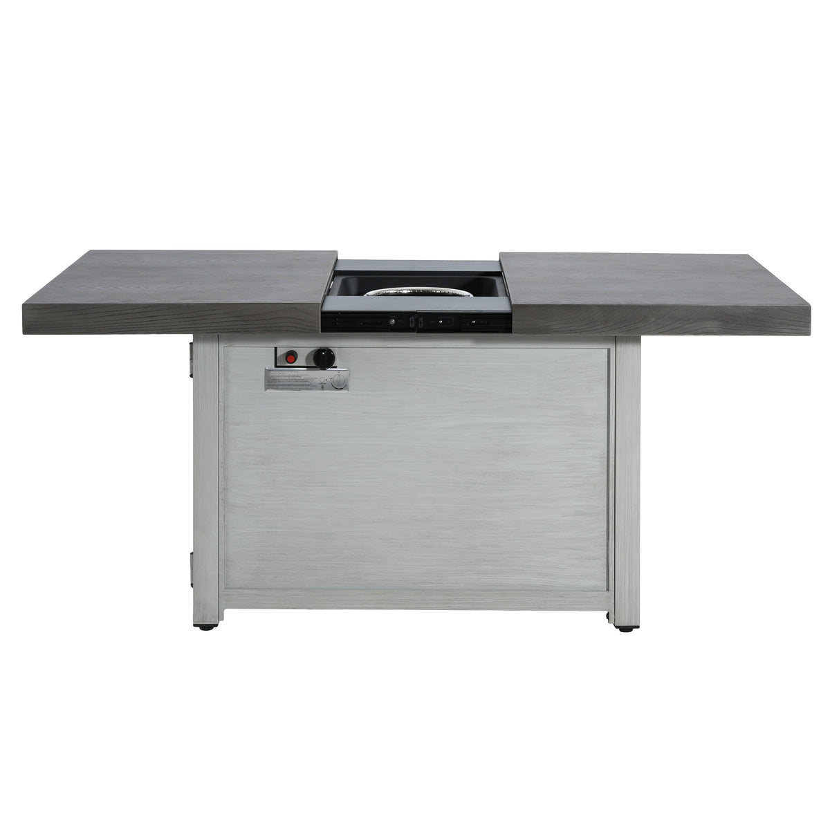 Extendable Rectangle Aluminum Fire Pit Table – 50,000 BTU, Dark Grey