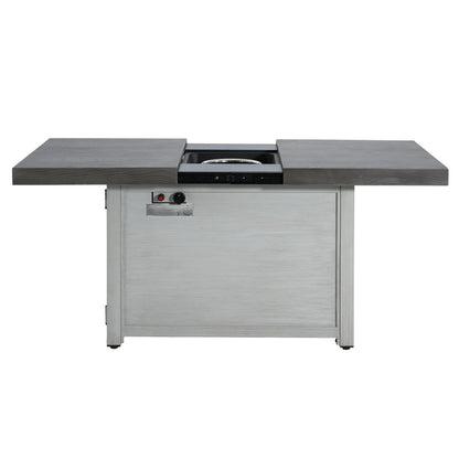 Extendable Rectangle Aluminum Fire Pit Table – 50,000 BTU, Dark Grey