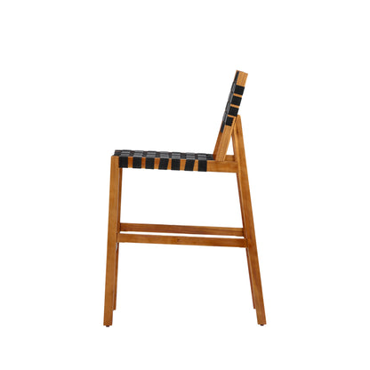 Acacia Wood Bar‑Height Patio Dining Set — 5‑Piece Square Table & Woven Bar Chairs