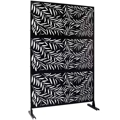 4 Ft. X 6.33 Ft. Black Outdoor and Indoor Freestanding Metal Privacy Screen Fence Panels for Lawn Garden (Not Composite)