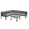 3 Pieces Aluminum Patio Furniture Set with 6-Level Adjustable Backrest-Gray