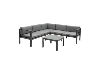 3 Pieces Aluminum Patio Furniture Set with 6-Level Adjustable Backrest-Gray