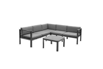 3 Pieces Aluminum Patio Furniture Set with 6-Level Adjustable Backrest-Gray