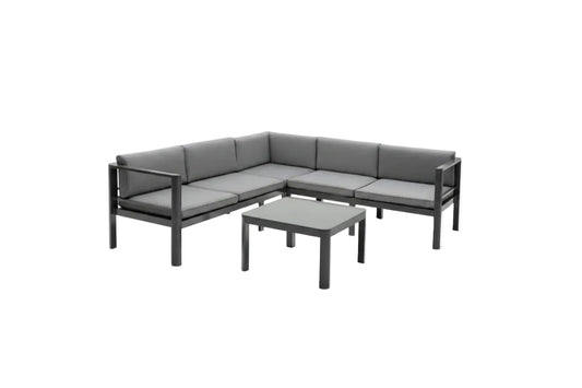 3 Pieces Aluminum Patio Furniture Set with 6-Level Adjustable Backrest-Gray