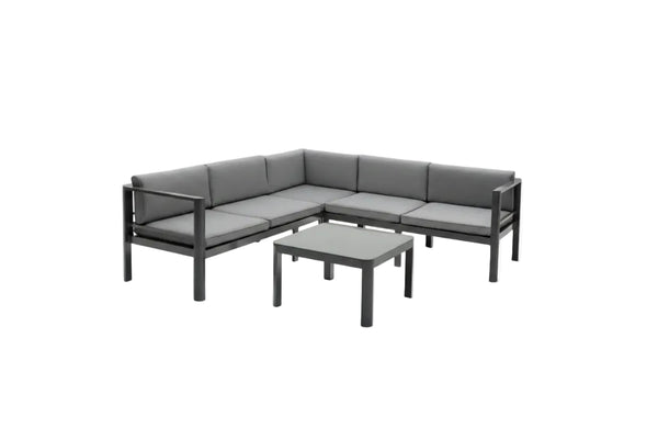 3 Pieces Aluminum Patio Furniture Set with 6-Level Adjustable Backrest-Gray