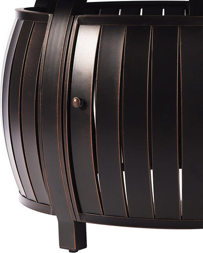 Aluminum 57,0000 BTU 44 In. round Propane Black Fire Pit Table with Fire Beads, Lid, Propane Tank Cover and Table Fabric Covers in Copper Finish