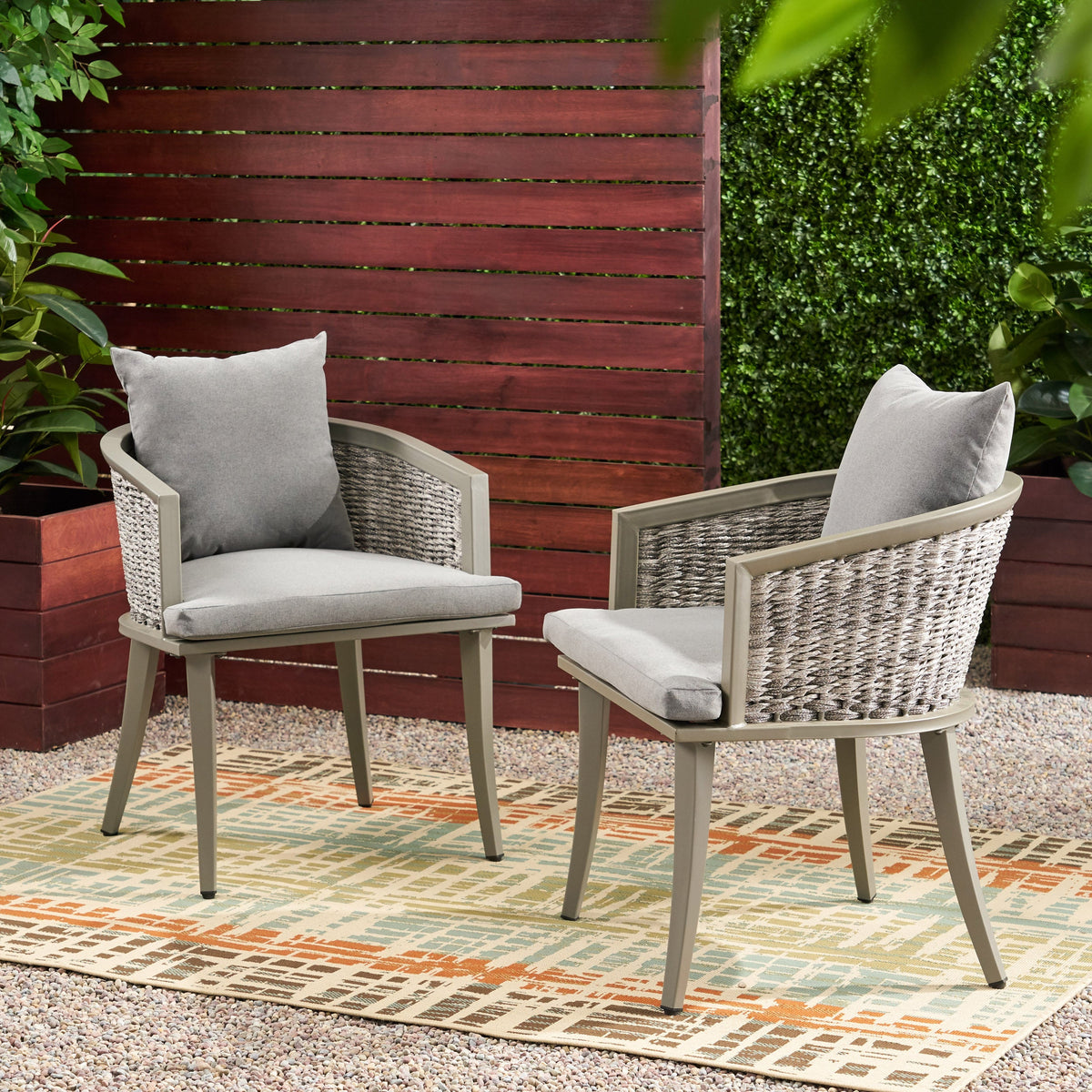 Pebble Chair Set with Waterproof Fabric - Grey