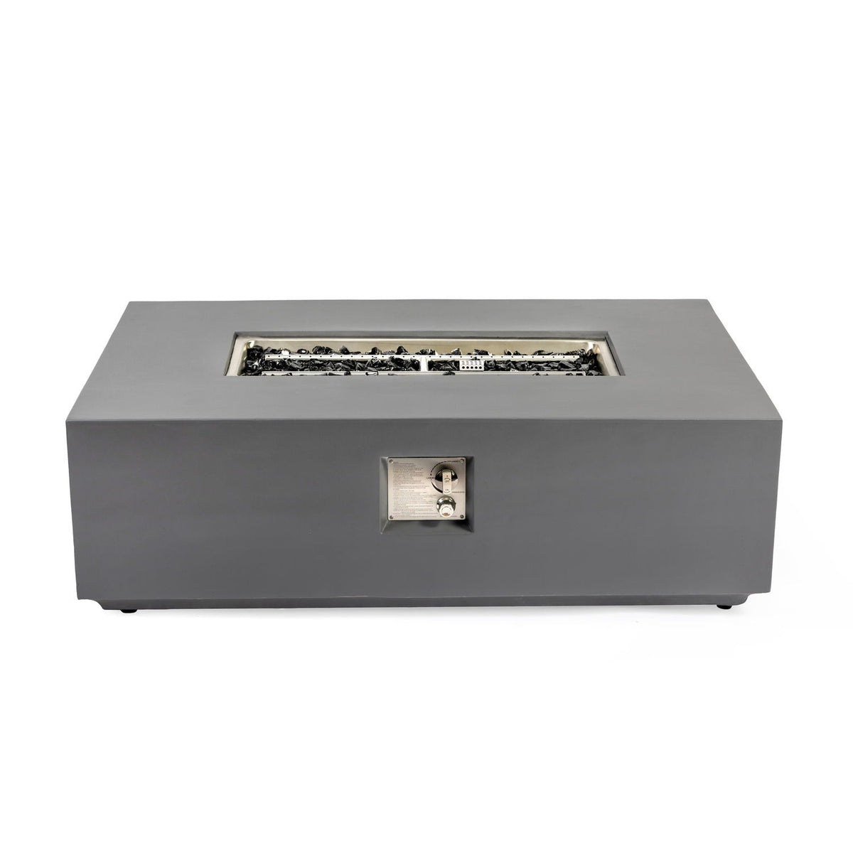 Volon 48" × 30" Rectangular Fiber‑Concrete Fire Pit Table – Light Gray - 50,000 BTU