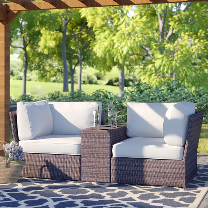 Patio Loveseat Group with Cushions – Weather‑Resistant HDPE Wicker & Rustproof Aluminum