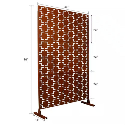 4 Ft. X 6.33 Ft. Rust Red Outdoor Indoor Freestanding Metal Privacy Screen Fence Panels for Lawn Garden (Not Composite)