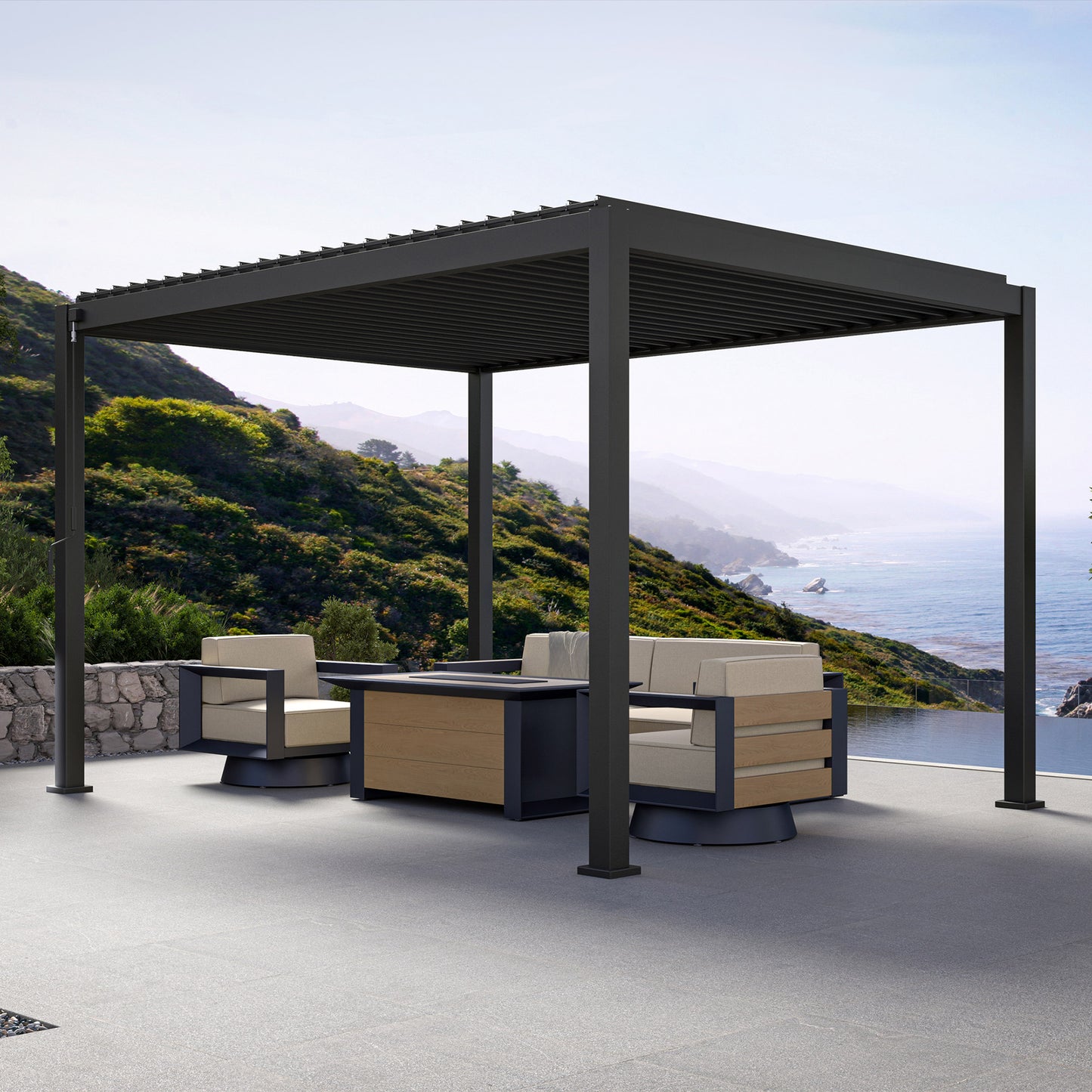Mirador Adjustable Louvered Aluminum Pergola 10' X 13'