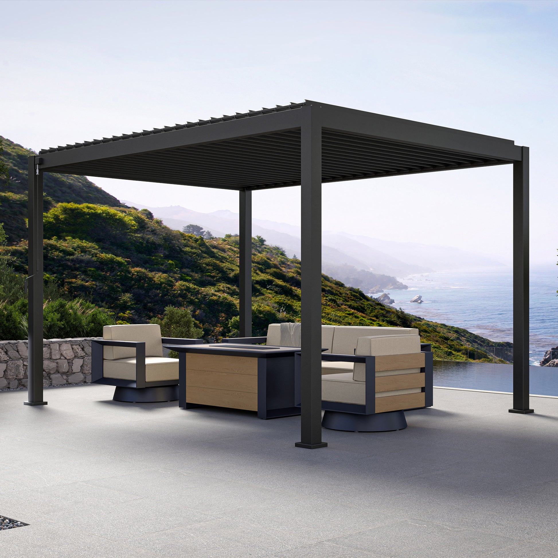Mirador Adjustable Louvered Aluminum Pergola 10' X 13'