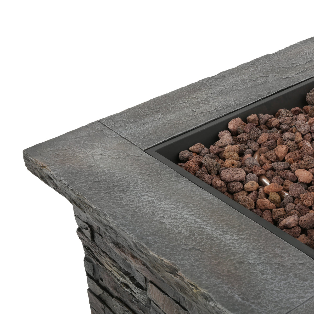 33" Square Stone Gray Fire Pit – 40,000 BTU