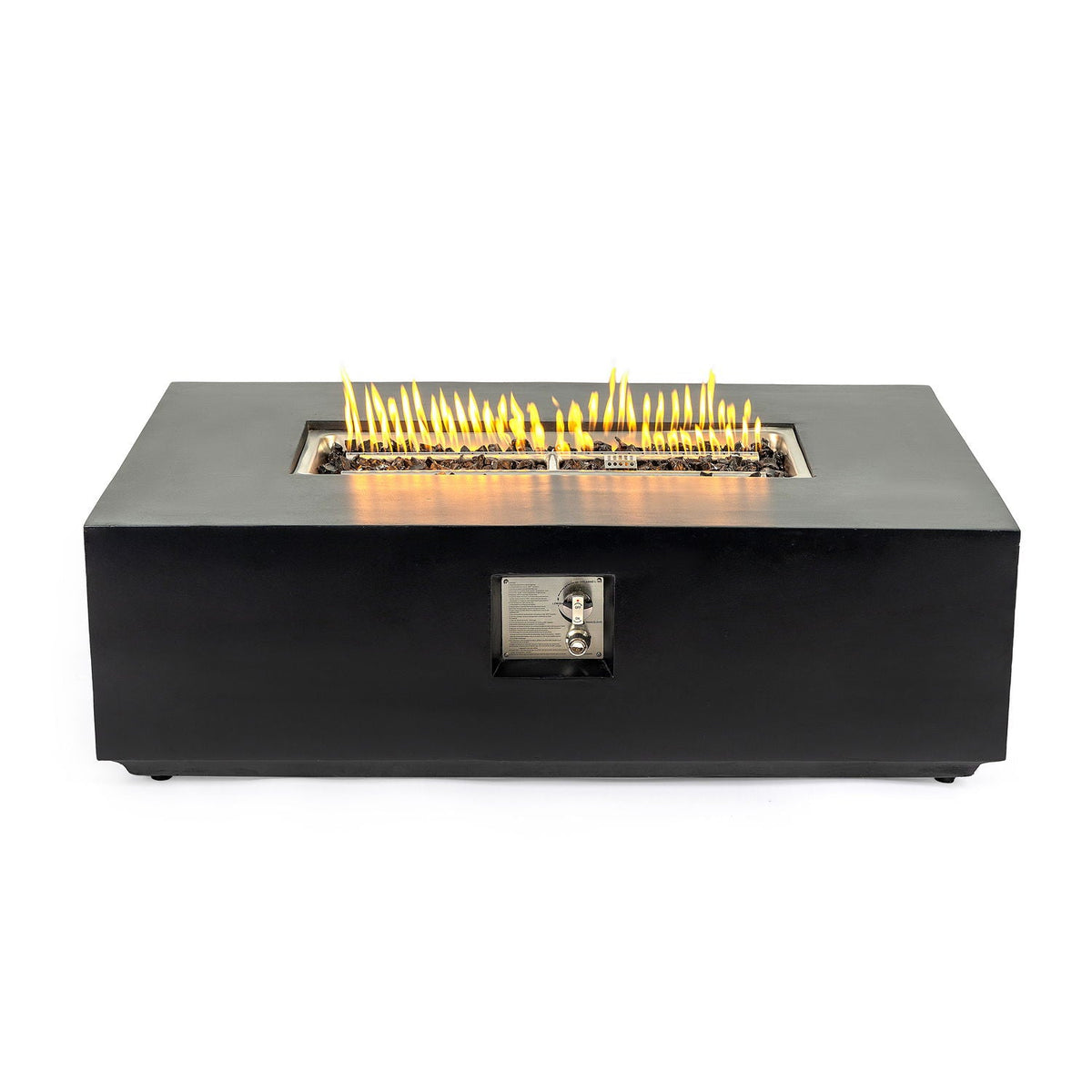 Volon 48" × 30" Rectangular Fiber‑Concrete Fire Pit Table – Charcoal Finish - 50,000 BTU – Charcoal Finish, 50,000 BTU
