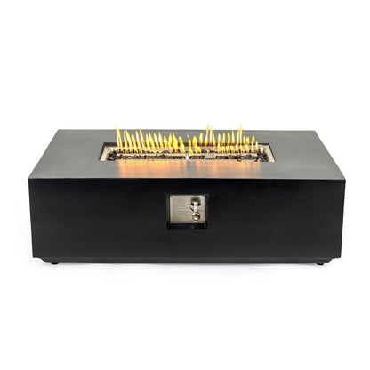 Volon 48" × 30" Rectangular Fiber‑Concrete Fire Pit Table – Charcoal Finish - 50,000 BTU – Charcoal Finish, 50,000 BTU