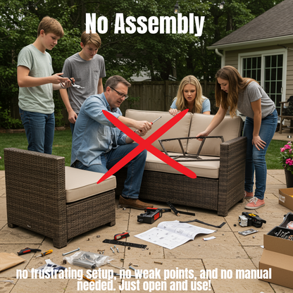 LSI 102'' Wide Outdoor Wicker Patio Sectional with Cushions