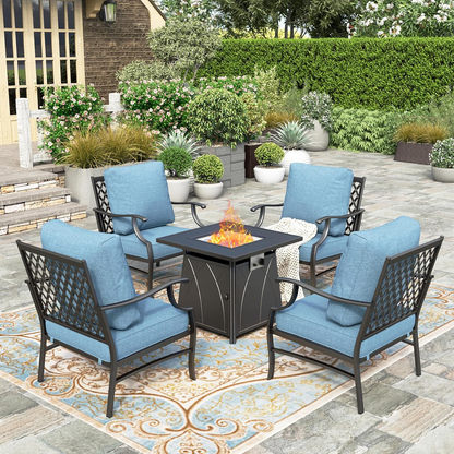 5 Pieces Patio Furniture Set with Fire Pit Table