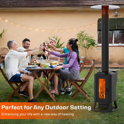 70,000 BTU Wood Pellet Outdoor Patio Heater with Glass Viewing Window