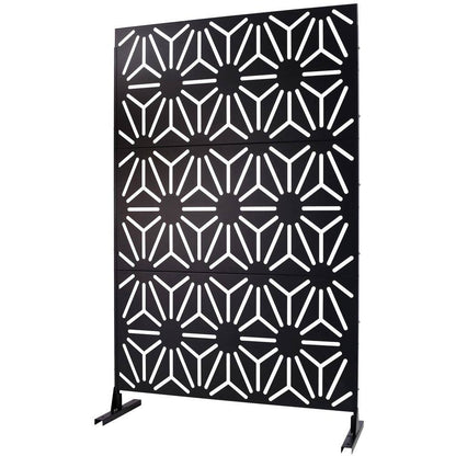 4 Ft. X 6.33 Ft. Black Outdoor and Indoor Freestanding Metal Privacy Screen Fence Panels for outside Lawn Garden