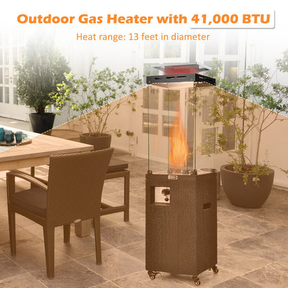 41,000 BTU Outdoor Propane Patio Heater – Glass Flame Display & Portable Design