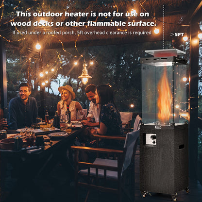 41,000 BTU Outdoor Propane Patio Heater – Glass Flame Display & Portable Design
