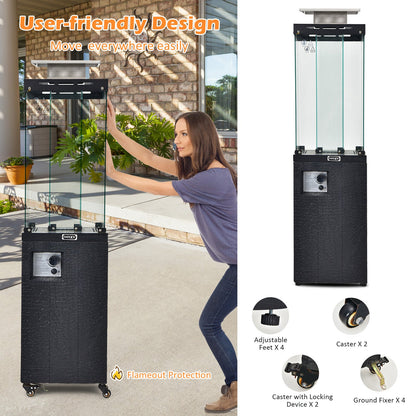 41,000 BTU Outdoor Propane Patio Heater – Glass Flame Display & Portable Design